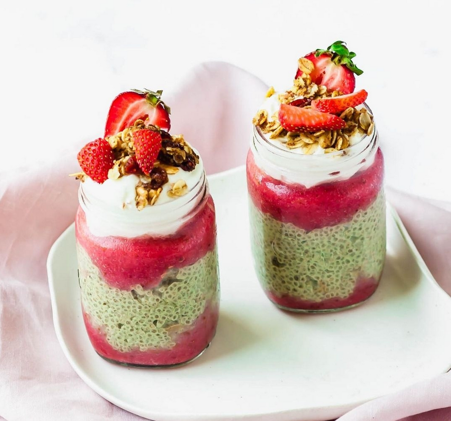 Matcha &amp; Strawberry Chia Pudding
    
    
    
      &ndash; Zen Tea Leaf