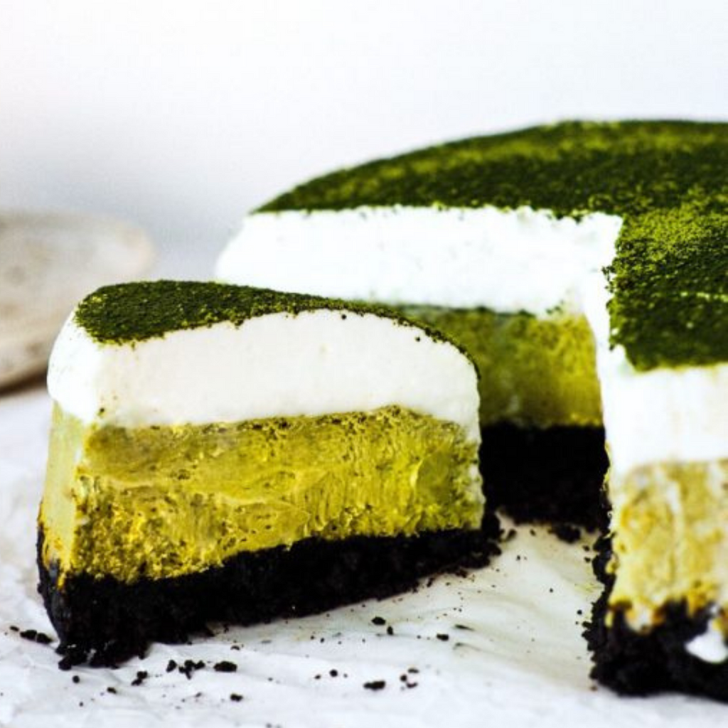 Three-layered Oreo Matcha Cheesecake
