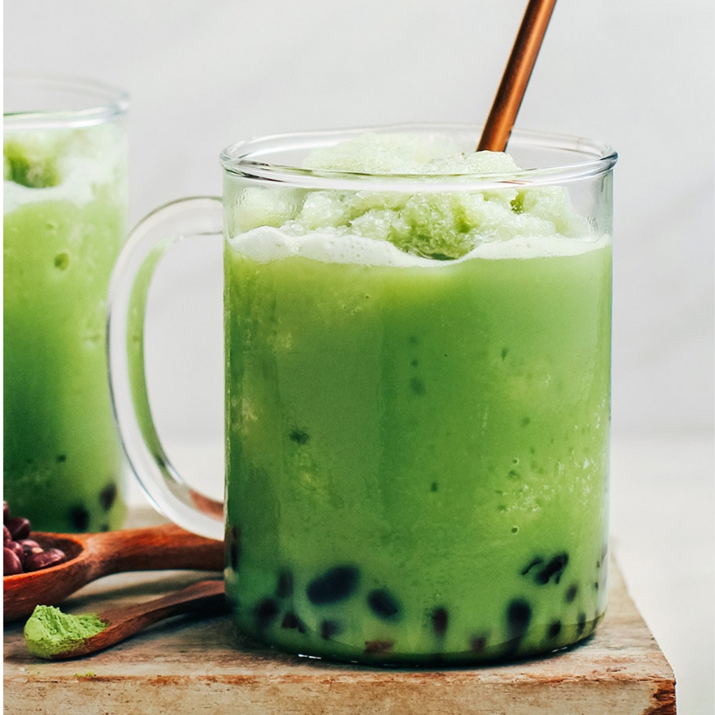 Iced Vanilla Matcha with Red Beans