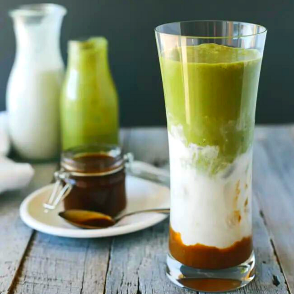 Iced Matcha and Salted Caramel Latte